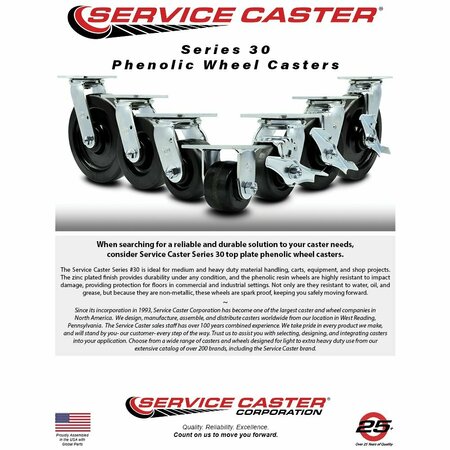 Service Caster Tool Box Caster Wheel Set 4'' Phenolic Swivel Casters, 4PK TOOL-SCC-30CS420-PHB-2-TLB-2